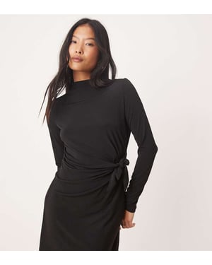 JDY Petite knot front mini dress in black