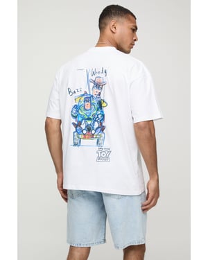 White Oversized Extended Neck Disney Toy Story License T-Shirt