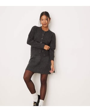 Vila Petite knitted mini skirt co-ord in dark grey