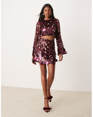 ASOS EDITION embellished sequin mini skirt co-ord in burgundy