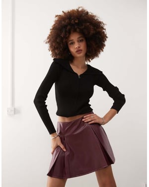 Reclaimed Vintage PU skort in burgundy