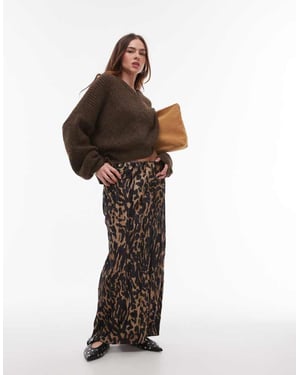 Topshop abstract animal plisse midaxi skirt in multi