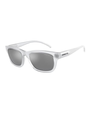 An4284 Frosted Crystal Silver Mirror Sunglasses