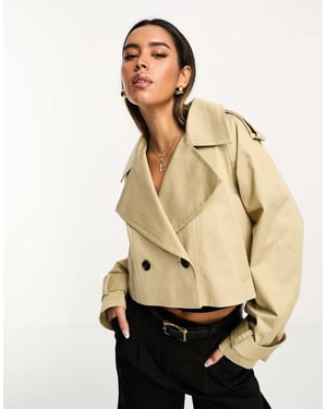 ASOS DESIGN kort trench coat i sten