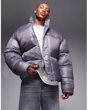 ASOS DESIGN överdimensionerad pufferjacka i grått