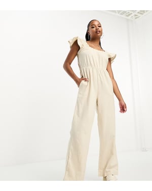Vero Moda Petite linneoverall i stengrå