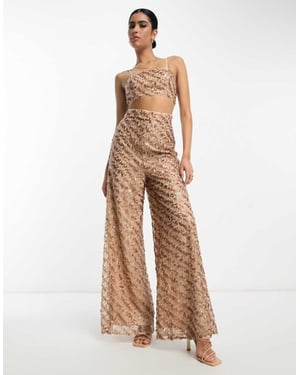 ASOS DESIGN 2 i 1 paljett jumpsuit i taupe