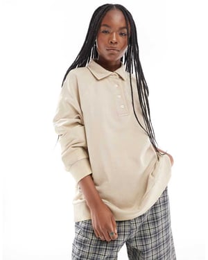 ASOS DESIGN tyngdskjorta med krage i beige syra-tvätt