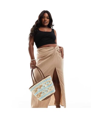 ASOS DESIGN Curve sidoknytt cheesecloth maxiskjorta i sten