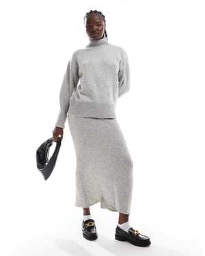 ASOS DESIGN stickad maxi nederdel i mellangrå