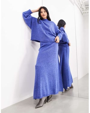 ASOS EDITION A-linje stickad maxikjol i petrolblå