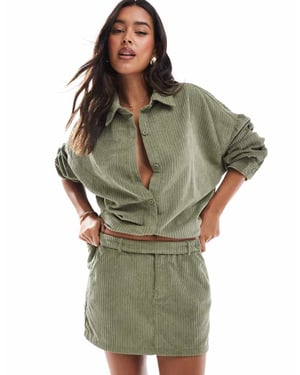 ASOS DESIGN kordbältes mikrokort kjolset i olivgrön
