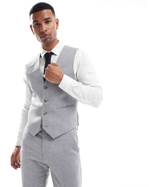 ASOS DESIGN slim fit ullmix västar i blå korgväv