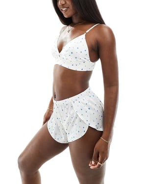 Boux Avenue Mix & Match blommig pyjamabralette i benvitt