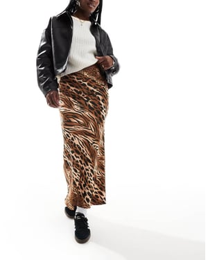 ASOS DESIGN satinbelagd midi-skjorta i djurmönster