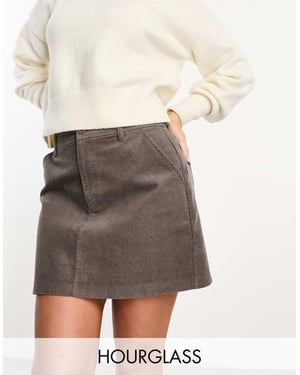 ASOS DESIGN Timeforms kordbyxa med fickor, a-linjeformad mini kjol i taupe