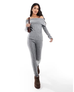 In The Style stickade leggings set i grått
