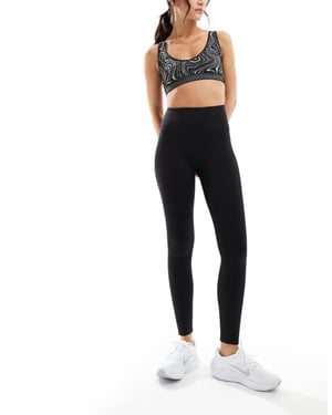 Monki sömlösa yogahigh waist aktiva gymleggings i svart