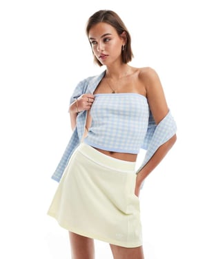 ASOS DESIGN knitted bandeau top in gingham co-ord in blue