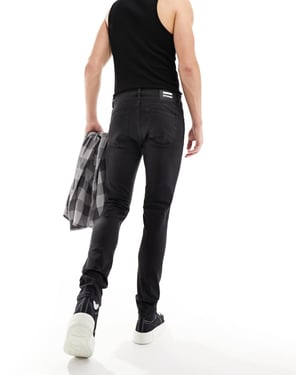 Dr Denim Chase slim fit jeans i mörkt slitet svart