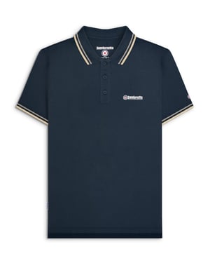 Mens Navy Cinder Cream Twin Tipped Polo Shirt