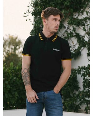Mens Black Gold Twin Tipped Polo Shirt