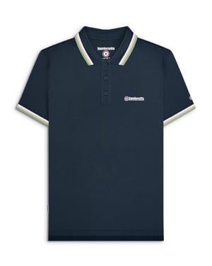 Mens Navy White Stone Basil Triple Tipped Polo Shirt