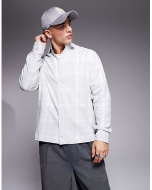 ASOS DESIGN slim check shirt in grey