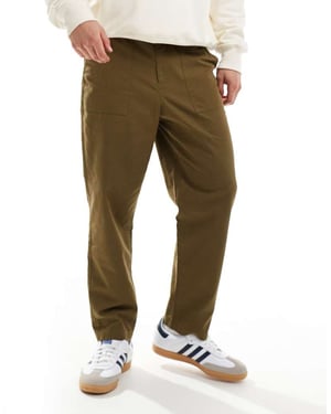Farah Hawtin tapered fit arbetspants med patch i khaki