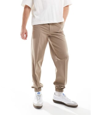 ASOS DESIGN smart raka joggers i stenfärg
