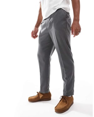 ASOS DESIGN tapered fit smart co-ord trousers in grey twill