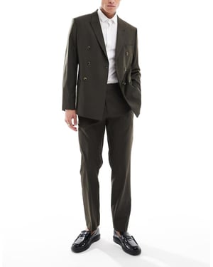 ASOS DESIGN slim fit ren ullblandning kostymbyxa i oliv