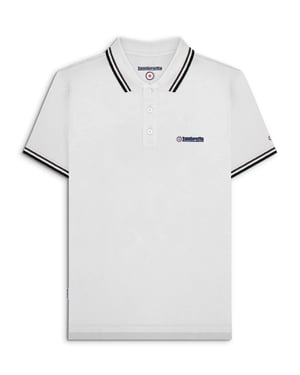 Mens White Black Twin Tipped Polo Shirt