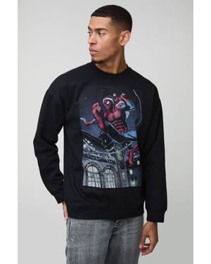 Oversized Spiderman Christmas License Print Sweatshirt