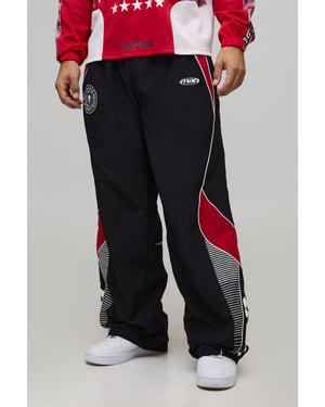 Baggy Elasticated Waist Moto Nylon Trousers