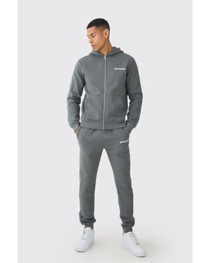 Slim Fit Official Zip Through Mesh Panelled Hooded Tracksuit