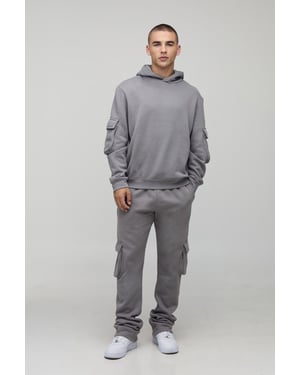 Super Stacked Woven Tab Cargo Hooded Tracksuit