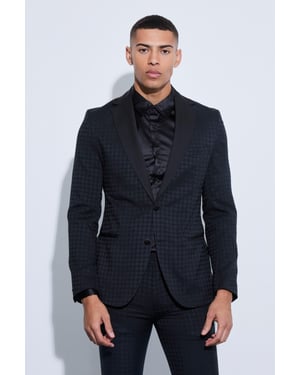 Tonal Houndstooth Single Breasted Jacket
