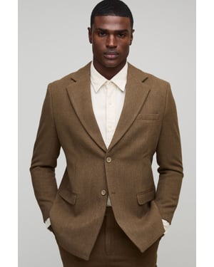 Straight Fit Wool Look Blazer