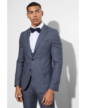 Skinny Fit Single Breasted Checked Blazer
