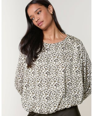 Leopard Print Elasticated Hem Blouse