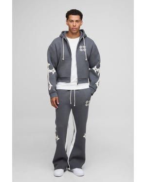 Shrunken Cross Hooded Zip Flare Gusset Tracksuit