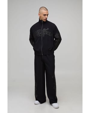 Boxy Fit Funnel Neck Zip Through Woven Tracksuit