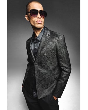 Oversized Boxy Jacquard Floral Blazer