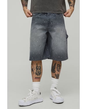 All Over Rhinestone Overdye Jorts