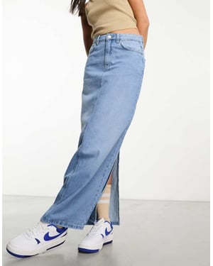 Cotton On rak maxi kjol i ljustvättad denim