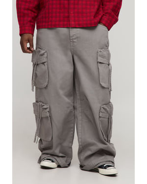 Plus Multi Cargo Pocket Overdye Baggy Jeans