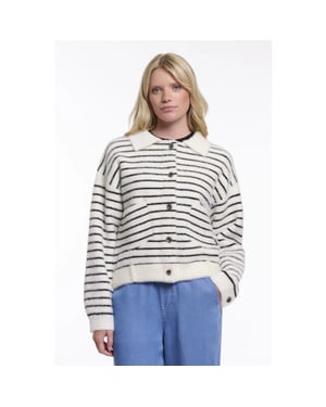 Rino & Pelle Bubbly.5012621 rino&pelle boxy jacket black white striped