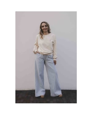 Looxs Revolution Lxs striped denim wide leg bleach blue voor dames in de kleur
