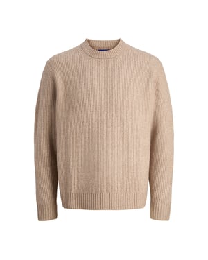 Jack & Jones Tröja York Ollie Stickad Rundhals Beige